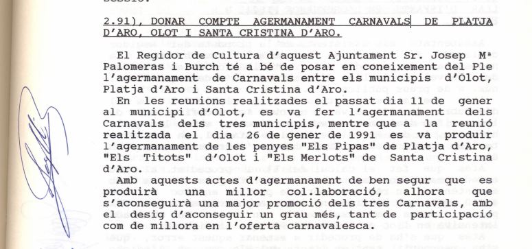 AMSCA 01.01 A151 1989 0001 Acta de 1991 02 15 1 agermanament Carnavals
